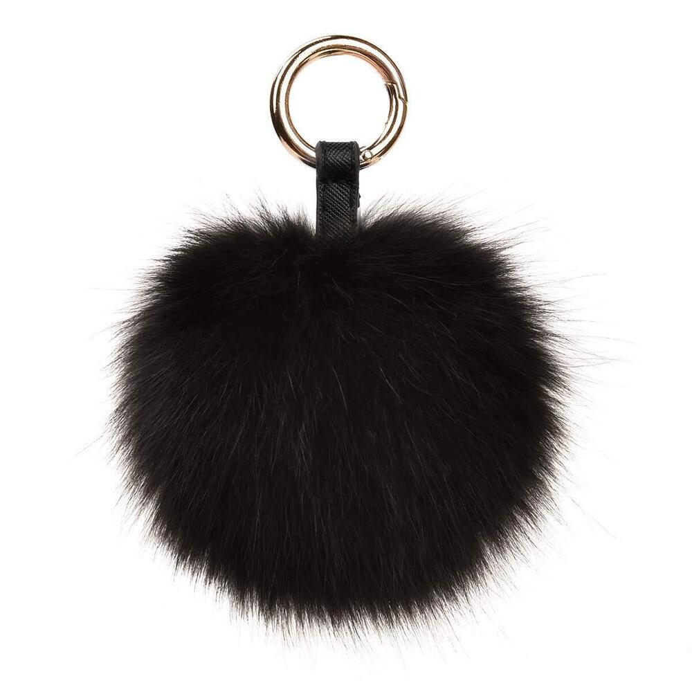 4519 Genuine Fox Fur Pom Pom Keychain Bag Purse Charm large Fluffy Fur Ball